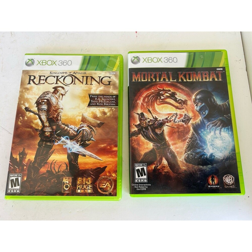 Xbox 360 Game Lot Mortal Kombat 2011 Kingdoms of Amalur Reckoning CIB Tested